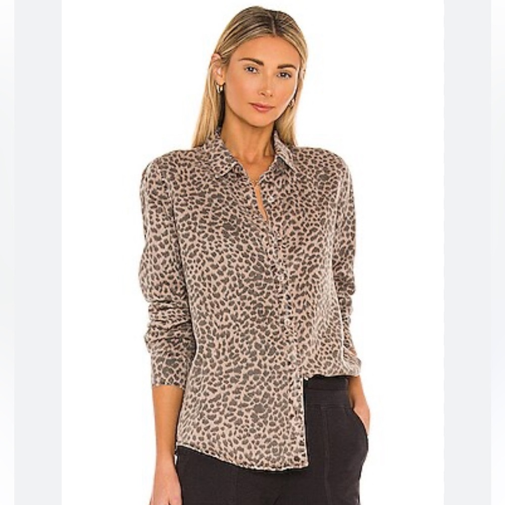 Monrow Brown Leopard Print blouse